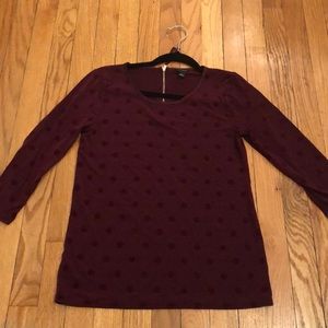 Maroon 3/4 Blouse with Velvet Polka Dots